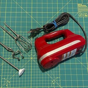 kitchenaide 5 Speed Red Hand Mixer with Additional Attatchments